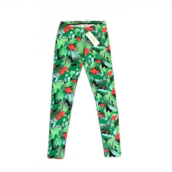 Adidas Neo Label Tropical Women's‎ Floral Leggings Green Size Small NWT - Picture 1 of 7